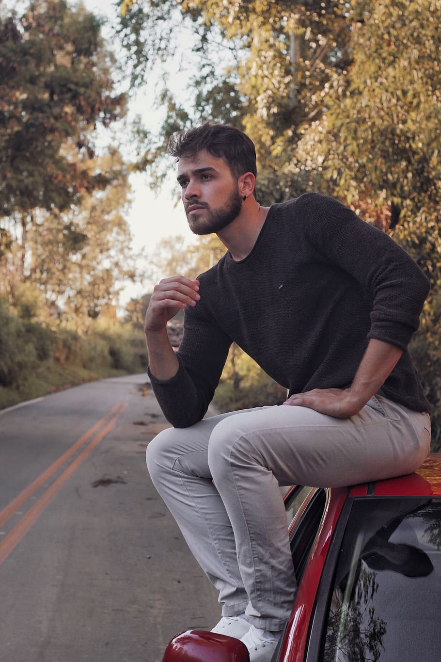 Man Sitting On Top Of Vehicle, fine-looking, mobilechallenge HD wallpaper