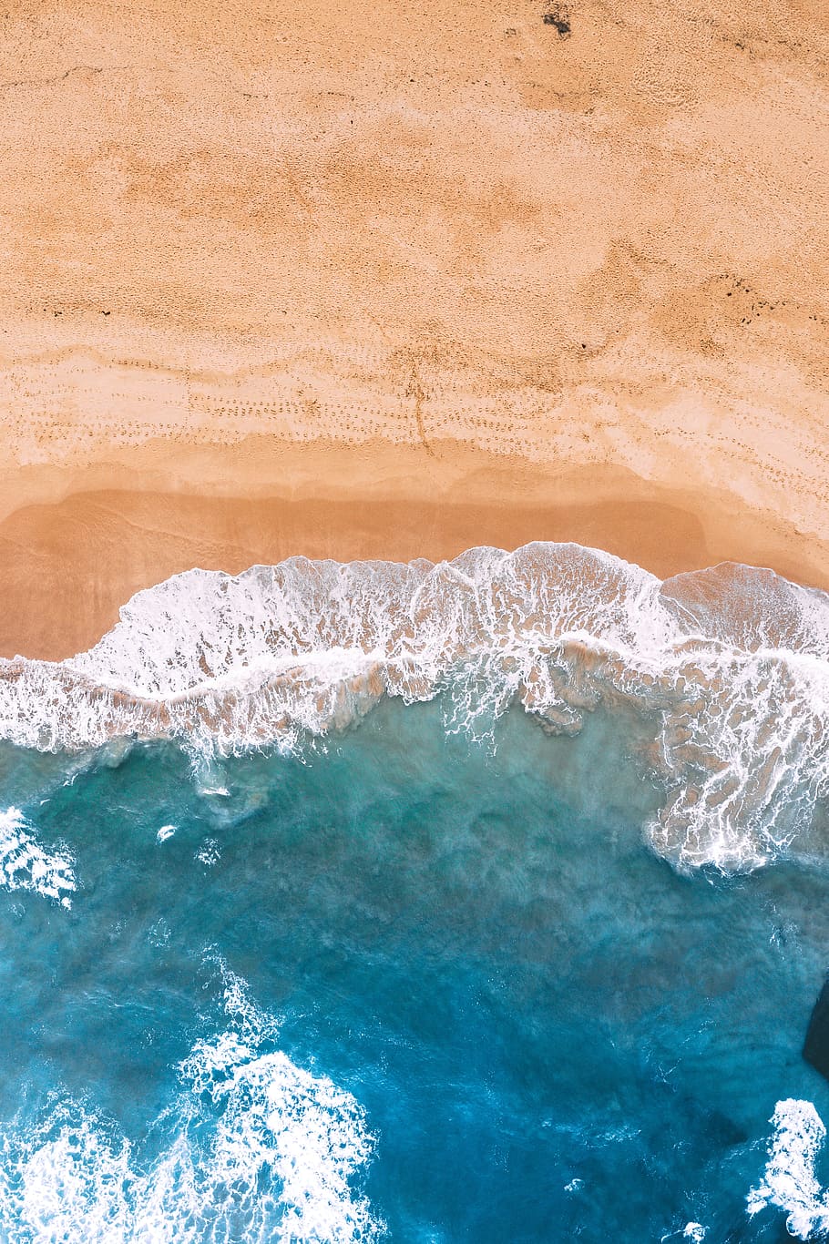 Free Download Hd Wallpaper Sea Waves On Brown Sand Drone View Aerial View Beach Coast
