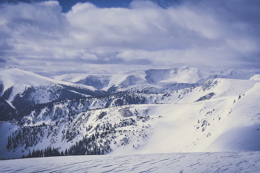 Snow Under White Clouds Photo, cold, high, landscape, mountain HD wallpaper