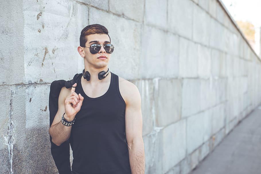 man standing near wall, human, people, person, grey, undershirt HD wallpaper