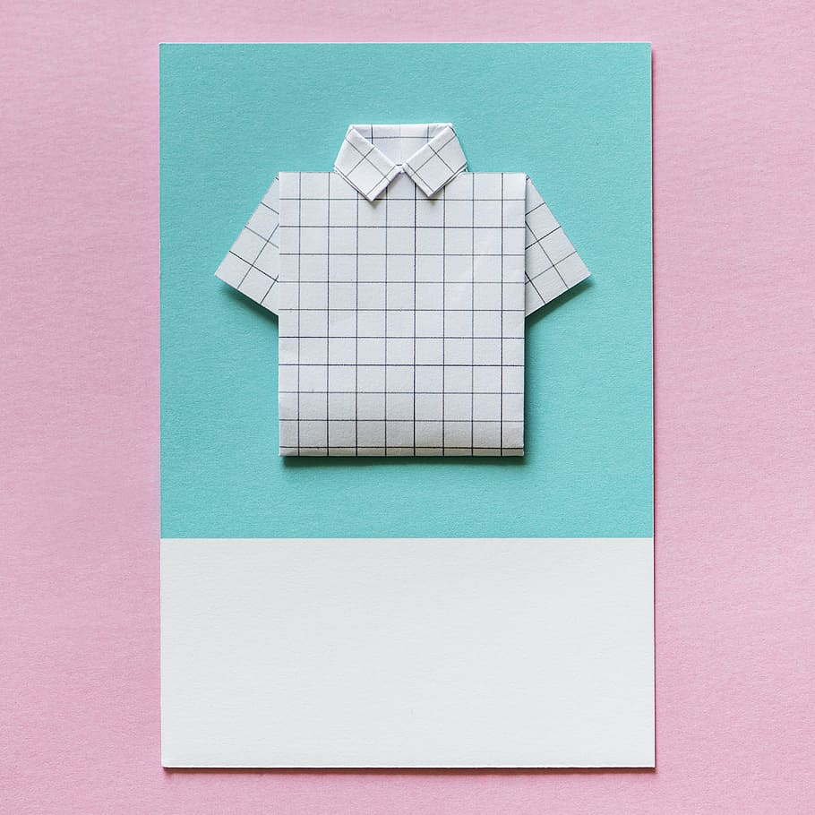 White Dress Shirt Paper Decor, art, card, design, origami, pink background HD wallpaper