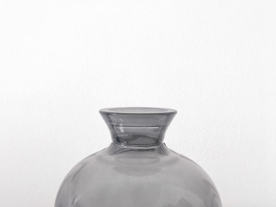 vase, jar, pottery, white, wall, gray, simple, interior, glas HD wallpaper
