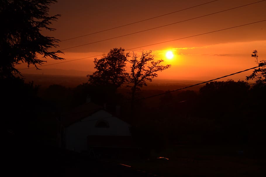 sunset, black, orange, nature, sky, light, clouds, shadow, zen HD wallpaper