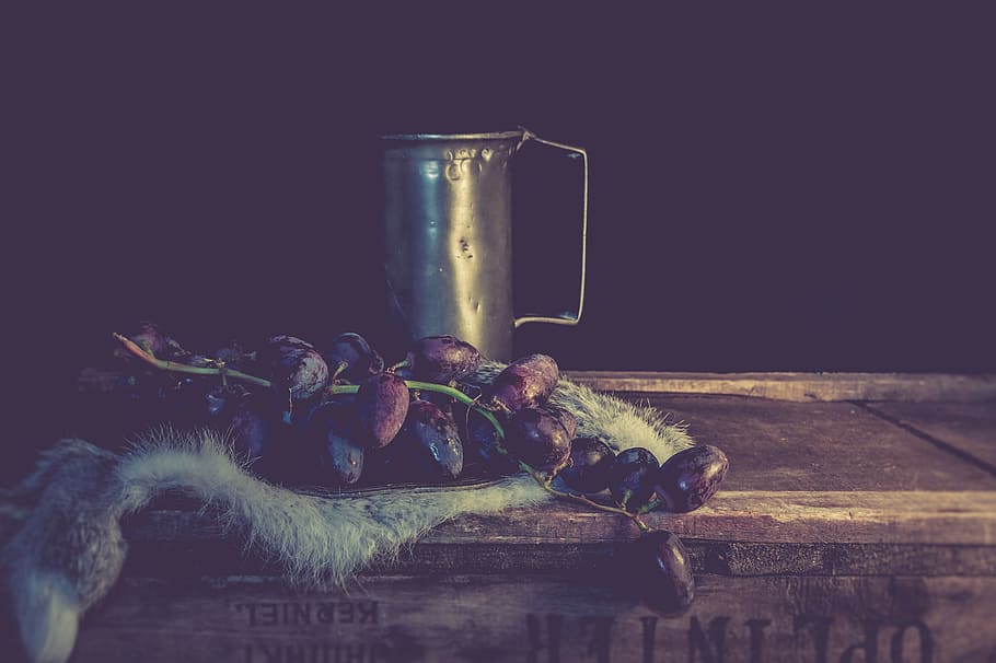 black, grapes, fruit, vintage, stillleven, painting, composition HD wallpaper