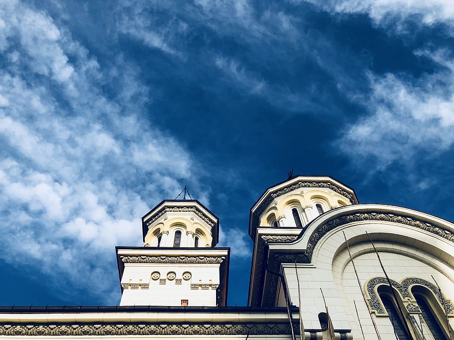 blue, sky, blue sky, building, church, old, city, old city HD wallpaper