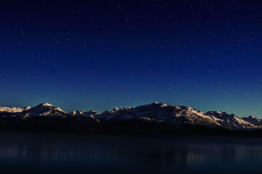 panoramic photography of mountain and sky, ridge, range, night