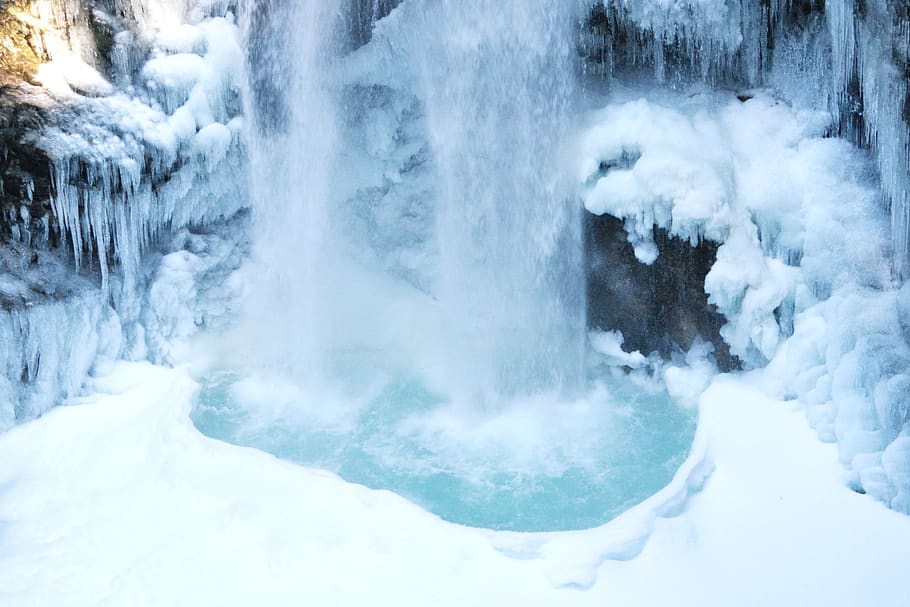 frozen, waterfall, cascade, falls, winter, january, mission HD wallpaper