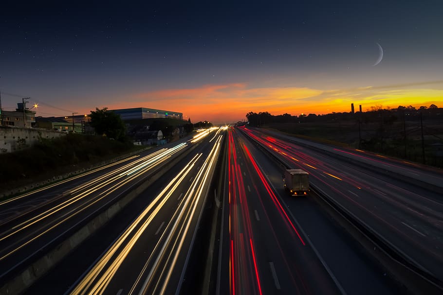 Timelapse Photography of Vehicles on Road, asphalt, evening, expressway HD wallpaper