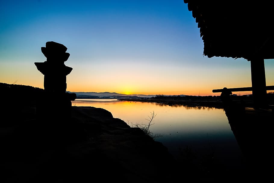 korea, sunset, glow, sky, beach, landscape, nature, travel HD wallpaper