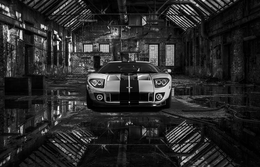 ford, warehouse, car, mustang, auto, vehicle, classic, automotive, HD wallpaper