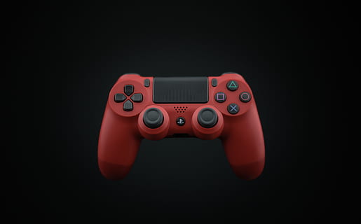 red and black playstation controller