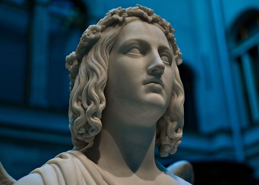 white statue of woman, head, art, sculpture, sweden, stockholm