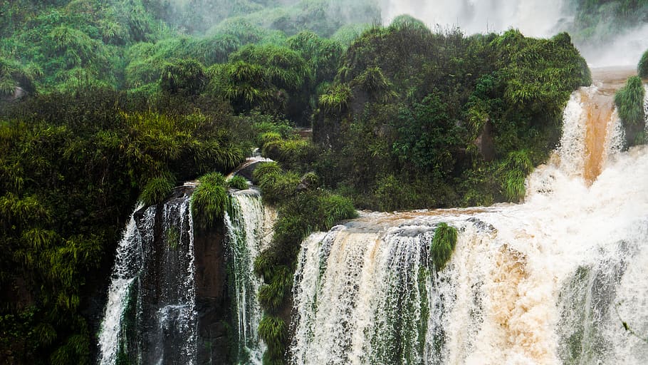 waterfalls surrounded with trees view, nature, river, outdoors HD wallpaper