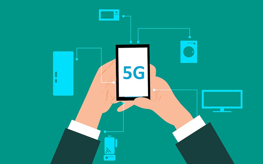 Mobile phone using new 5G network for increased performance.