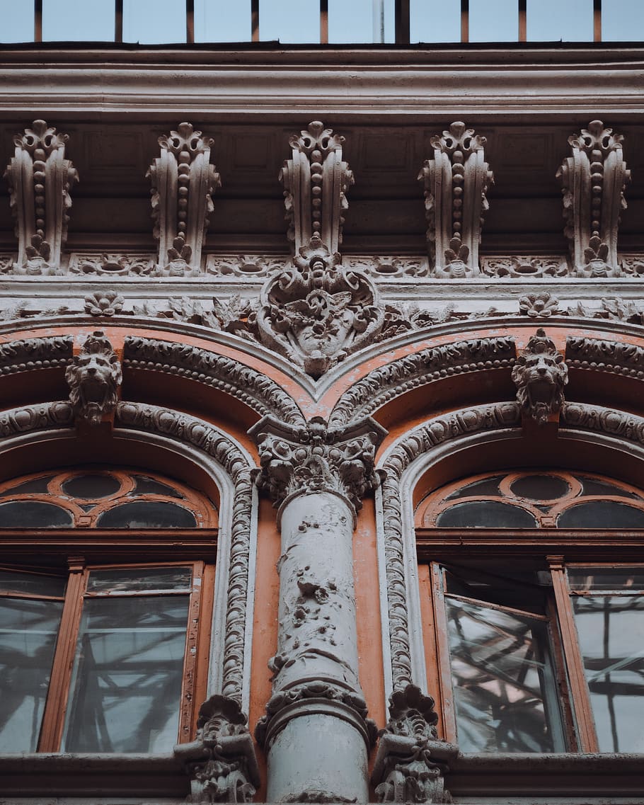 building, architecture, column, pillar, door, window, arched HD wallpaper