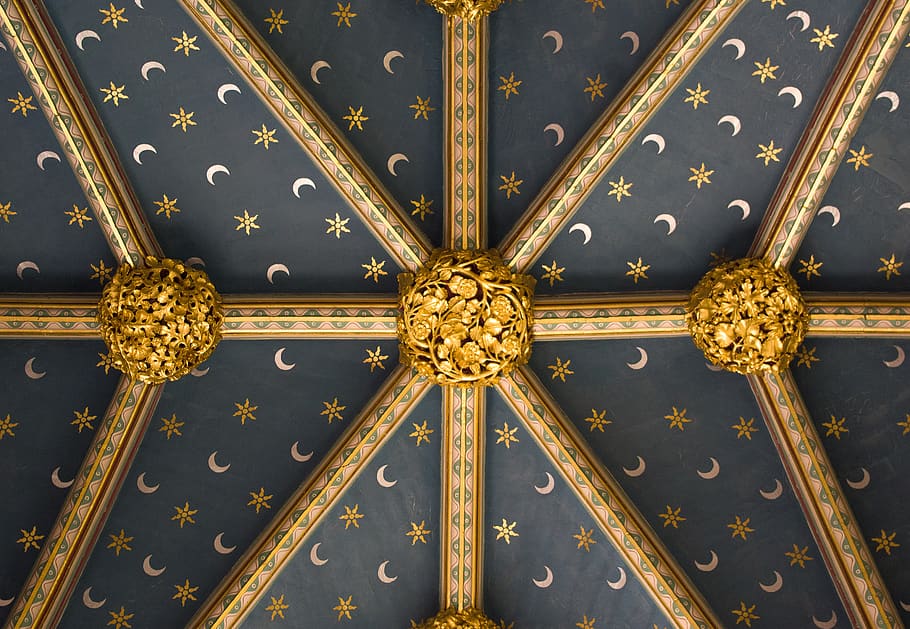 cathedral, vault, star, architecture, church, building, old HD wallpaper
