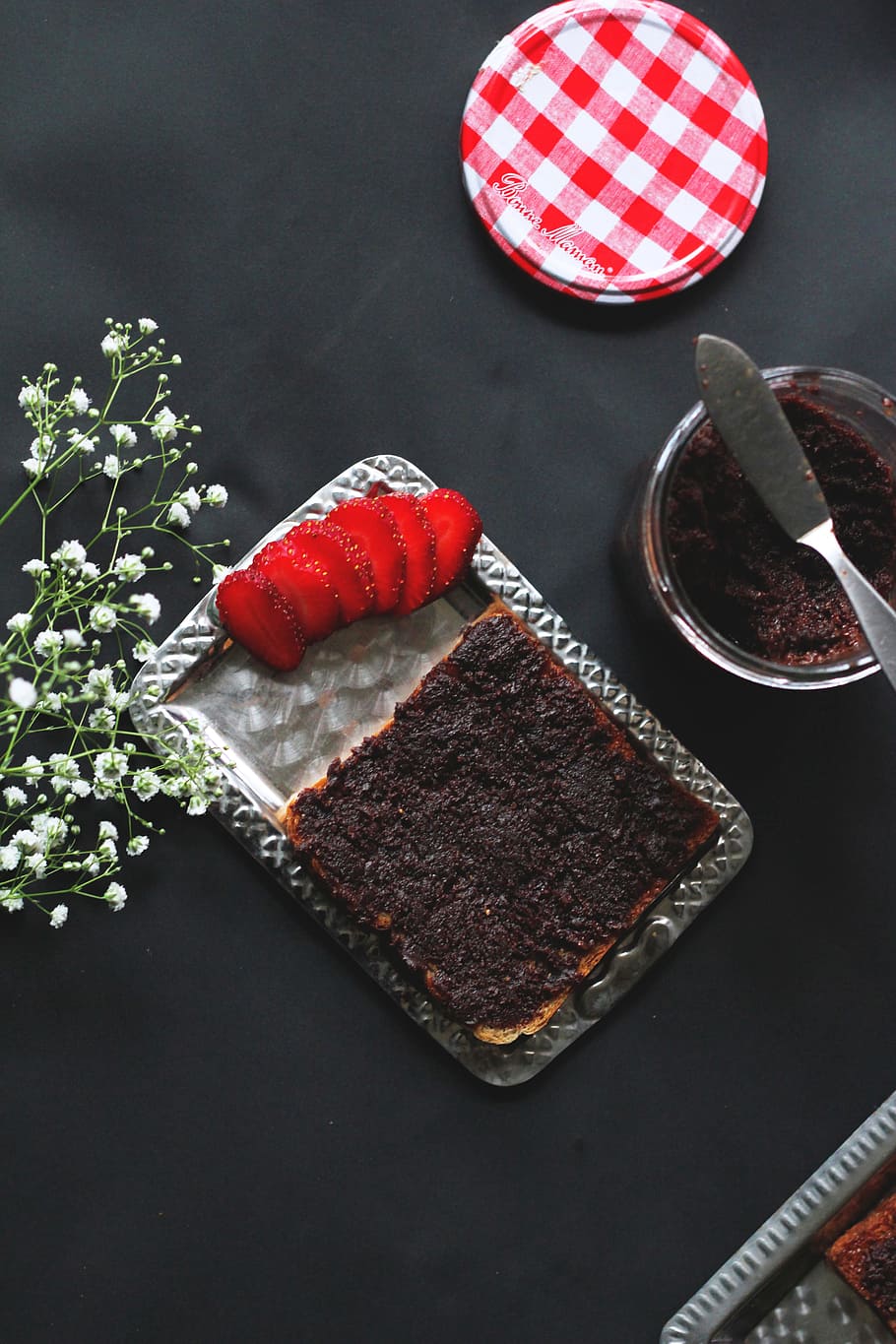 Baked Pastry on Gray Steel Tray, berry, bottle, bread, chocolate HD wallpaper
