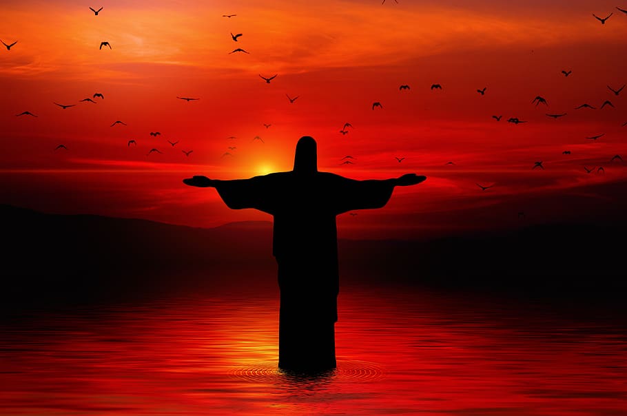 christ, statue, birds, sea, redeemer, faith, god, jesus, clouds, HD wallpaper