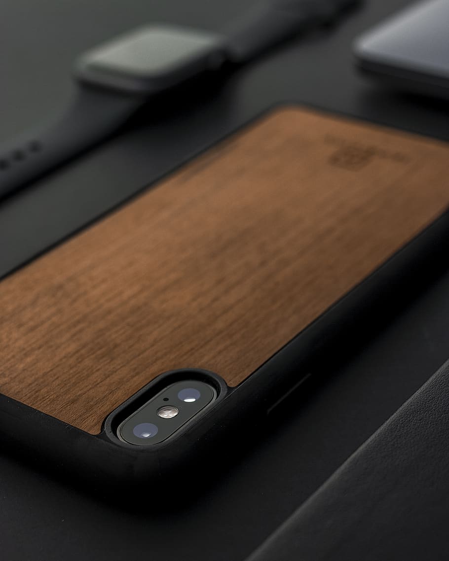 phone on black surface, table, wood - material, no people, high angle view HD wallpaper
