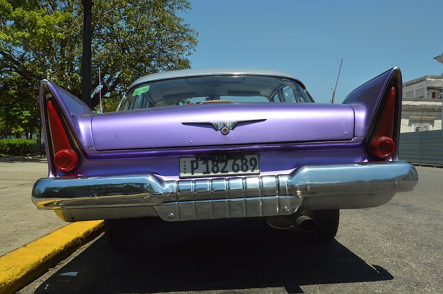cuba, cienfuegos, 1950's, fins, chrome, classic car, american car