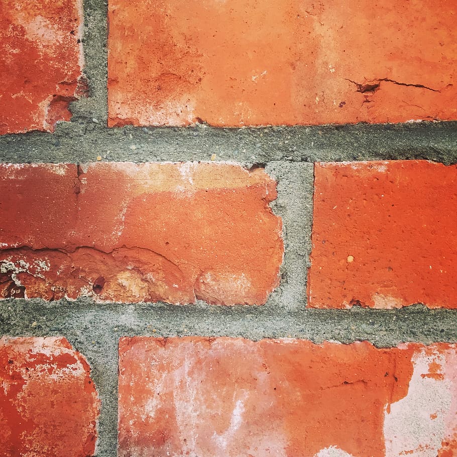 bricks, orange, backgrounds, full frame, textured, no people HD wallpaper
