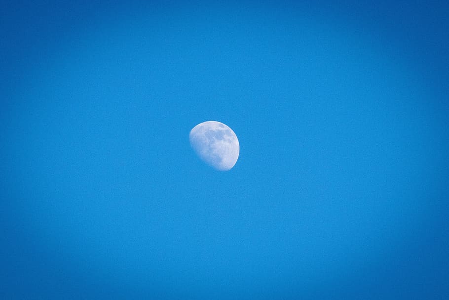 moon, sky, day, planet, blue, partly cloudy, increasingly, three quarters HD wallpaper