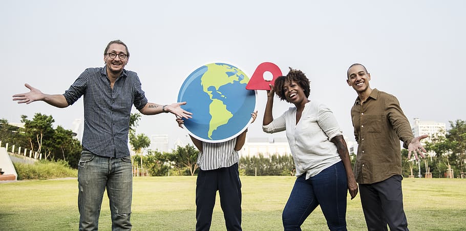 Four People Taking Pose Outdoors, adult, african, afro, black