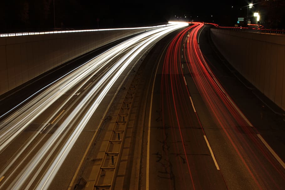 time lapse photography of northbound, car, road, light, city HD wallpaper