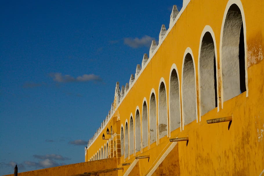 mexico, izamal, yellow, architecture, sky, built structure HD wallpaper