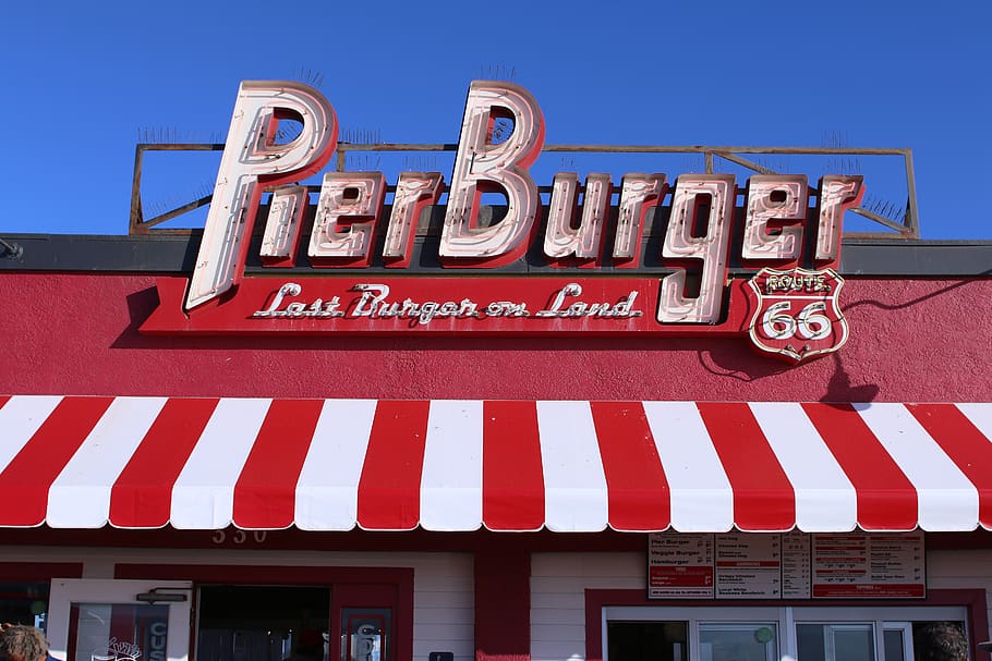 PierBurger store signage during daytime, awning, canopy, restaurant HD wallpaper