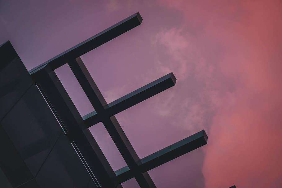 structure, cloud, sky, building, city, geometric, low angle view HD wallpaper