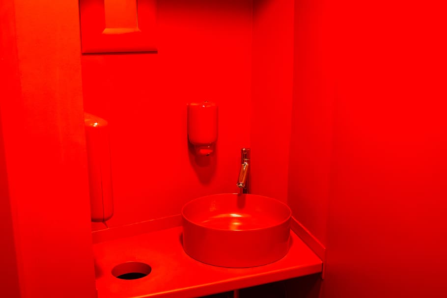 red lighted sink, indoors, bathroom, no people, domestic bathroom HD wallpaper
