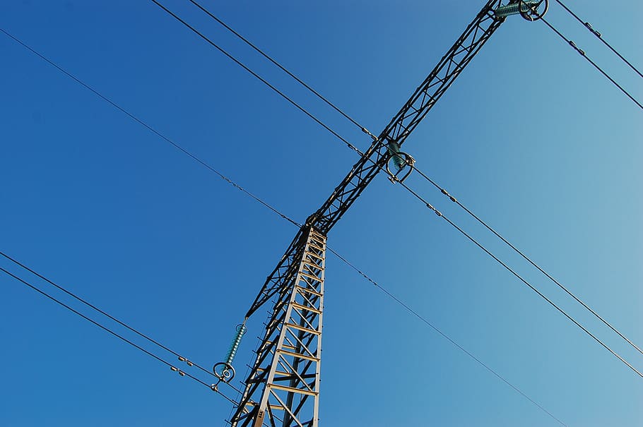 sweden, line, sky, outside, power, blue, metal, outdoors, cable HD wallpaper