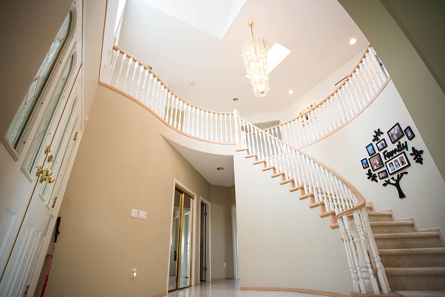 Home Staircase, architecture, ceiling, house, indoors, stairs HD wallpaper