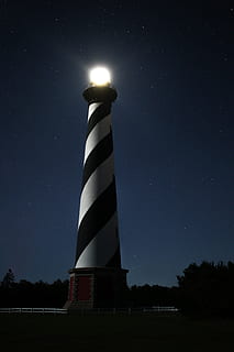 white and black lighthouse, tower, building, architecture, beacon HD wallpaper