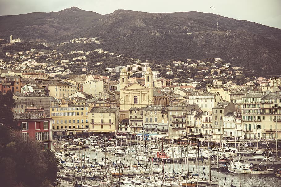 france, bastia, town, harbor, architecture, building exterior, HD wallpaper