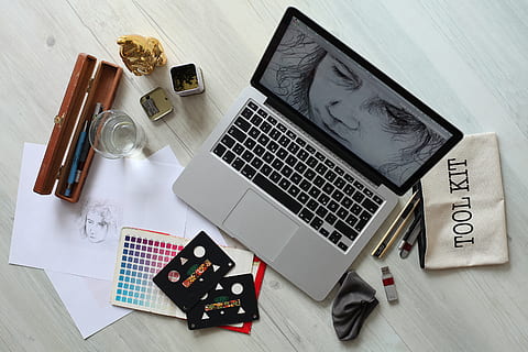 Gray Laptop Computer Turned-on, apple, connection, contemporary HD wallpaper