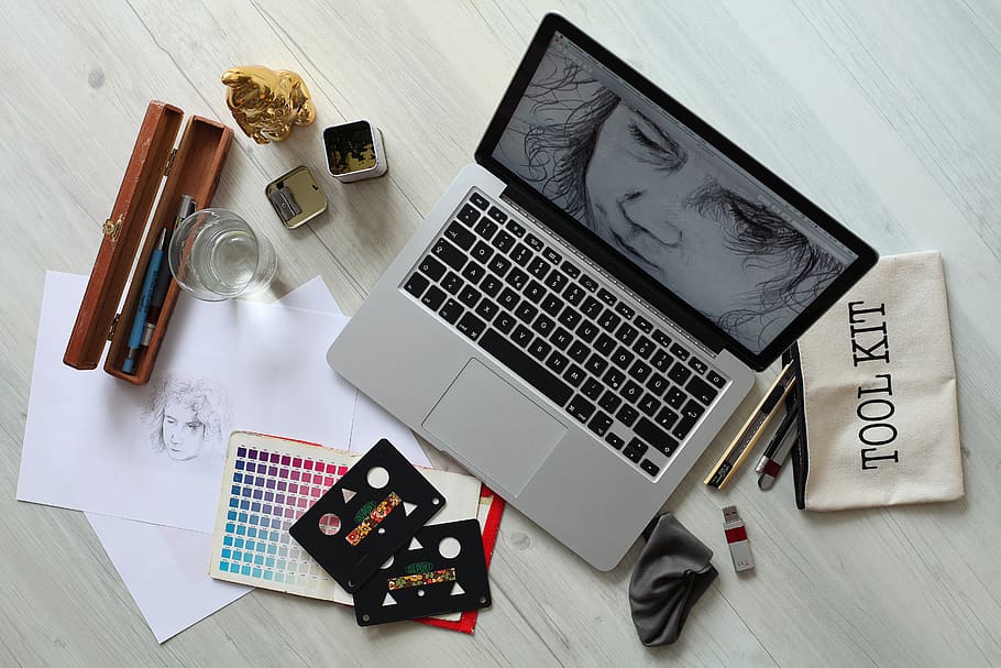 Gray Laptop Computer Turned-on, apple, connection, contemporary HD wallpaper