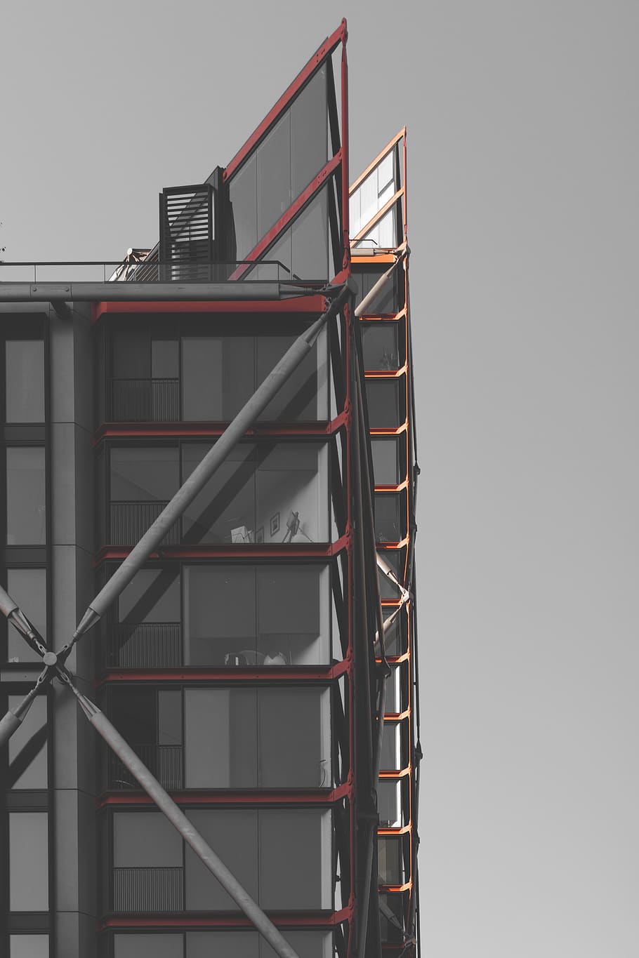 red and gray building, scaffolding, construction, london, urban