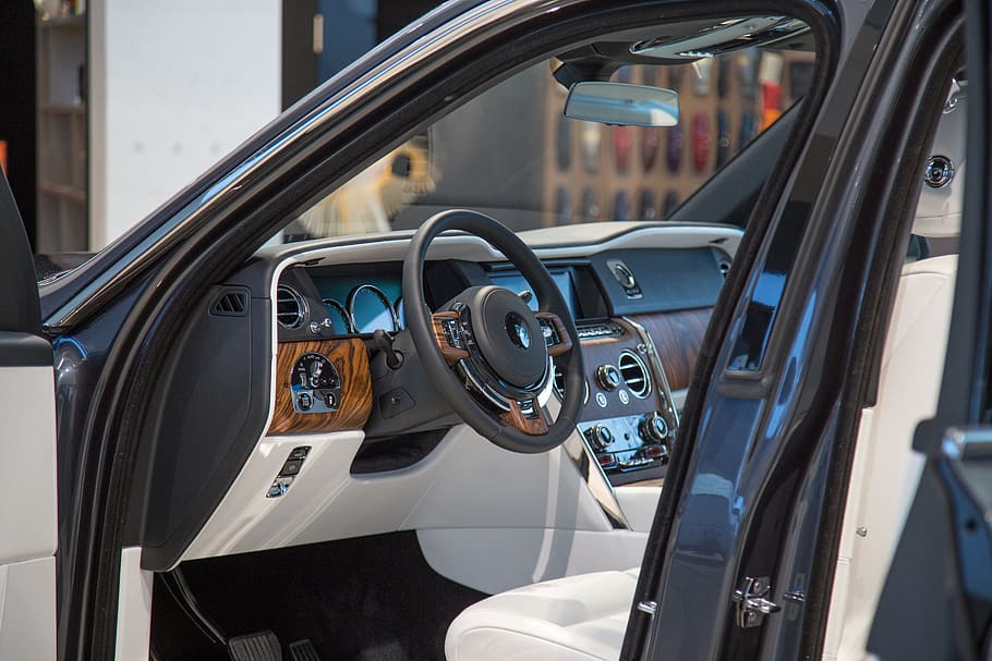 black car steering wheel, vehicle, transportation, automobile HD wallpaper