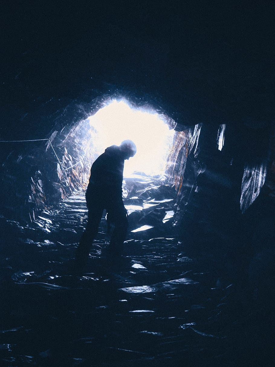 person standing in cave, nature, human, do not fear what is coming HD wallpaper