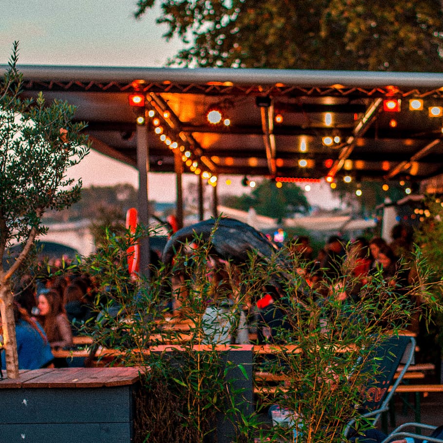 patio, porch, pergola, human, person, outdoors, paris, quai alexandre iii, HD wallpaper