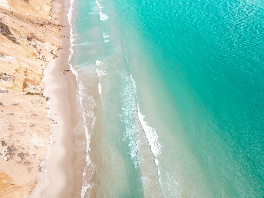 Wavy Seashore, aerial photography, aerial shot, aerial view, beach HD wallpaper