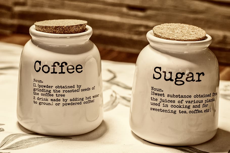 coffee, sugar, cork, earthenware, close up, detail, font, description HD wallpaper