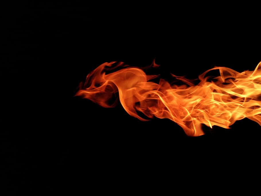 single fire flame on black background in high resolution Stock Photo   Adobe Stock