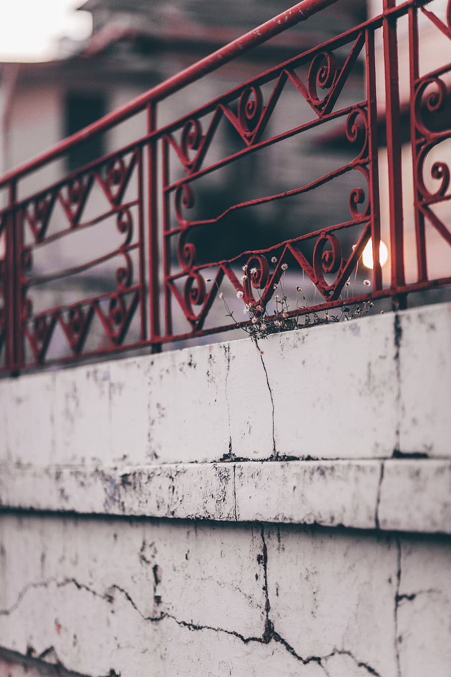 Red Handrail on Concrete Wall, architecture, color, construction HD wallpaper
