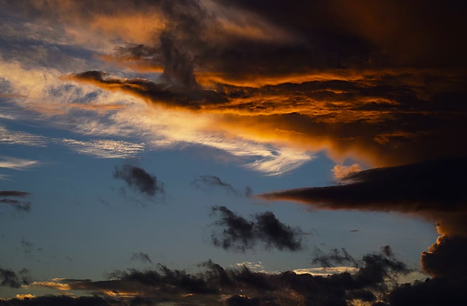 blue sky and clouds during golden hour, cloud - sky, beauty in nature HD wallpaper
