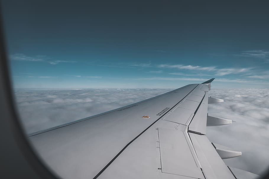 airplane wing window view, transportation, vehicle, aircraft HD wallpaper