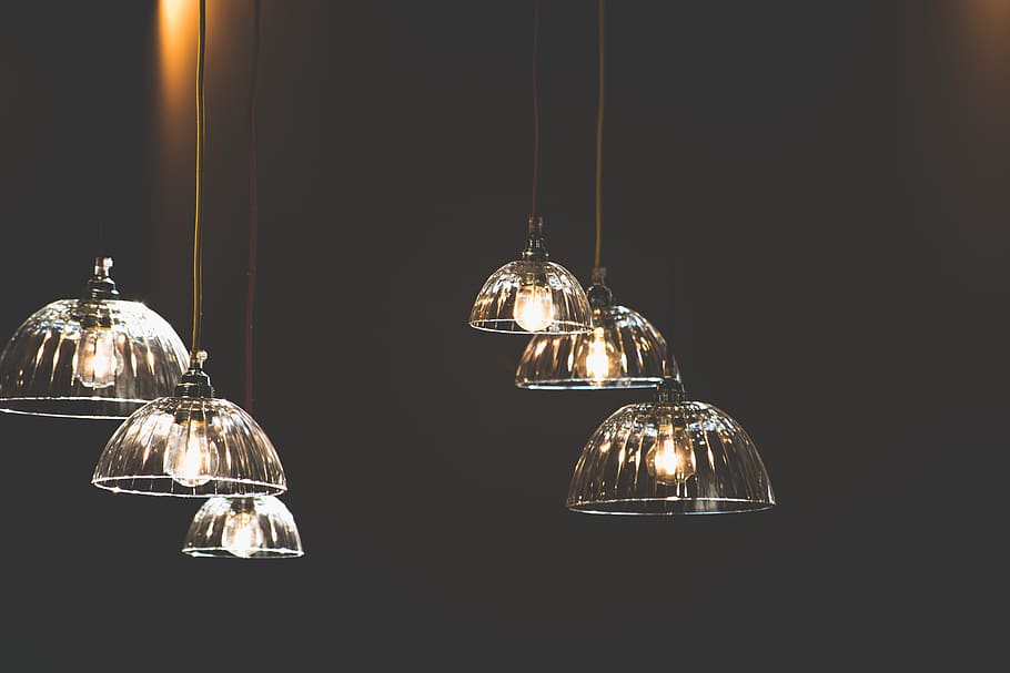 lamp, bulb, light, spark, chandelier, dark, night, indoor, classy HD wallpaper