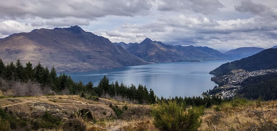 Lake, clouds, daylight, landscape, mountain, nature, scenic, valley HD wallpaper